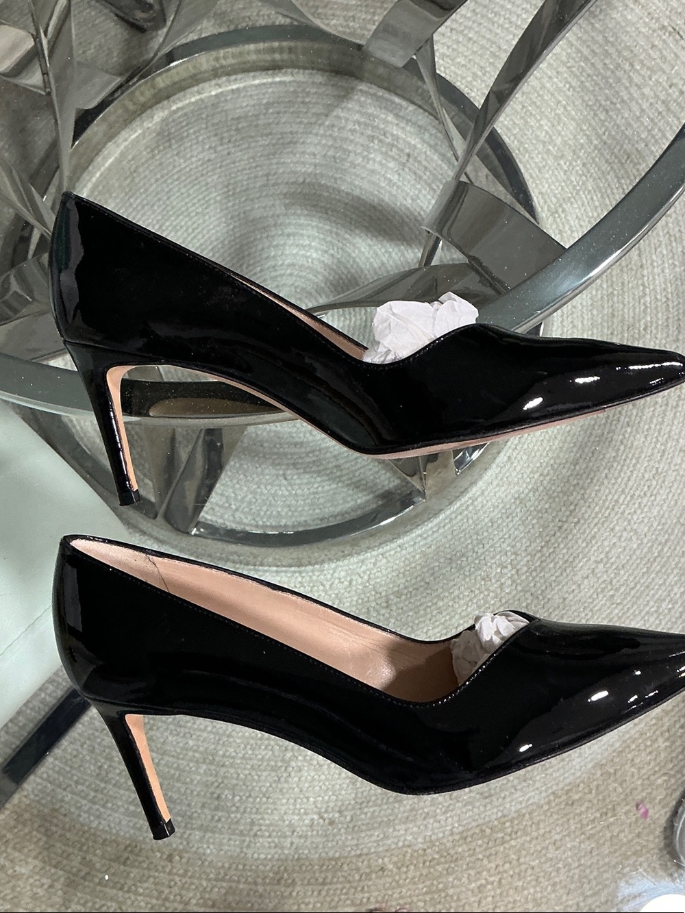 Stuart Weitzman Black Patent Pointed Toe Pumps - Picture 2 of 5